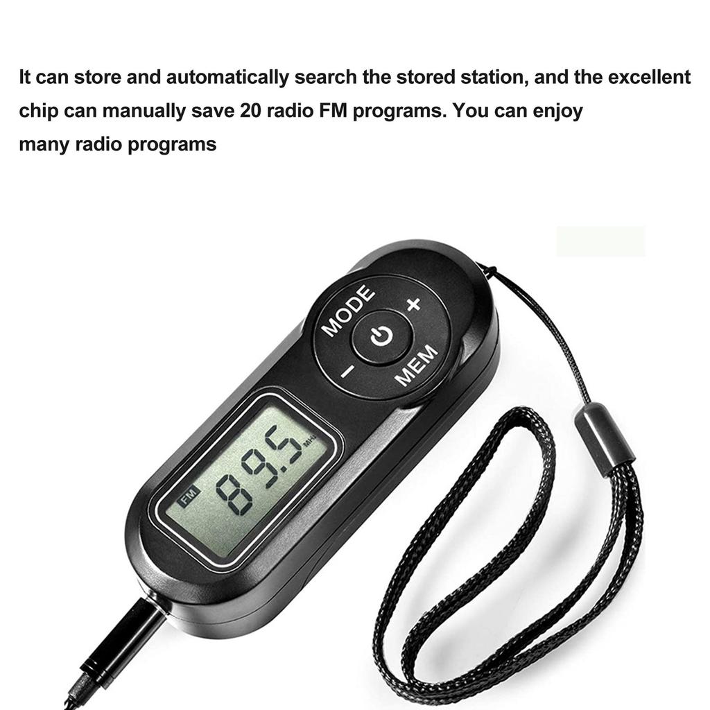 Portable FM Radio LCD Display Mini Pocket Radio Transistor with Earphones