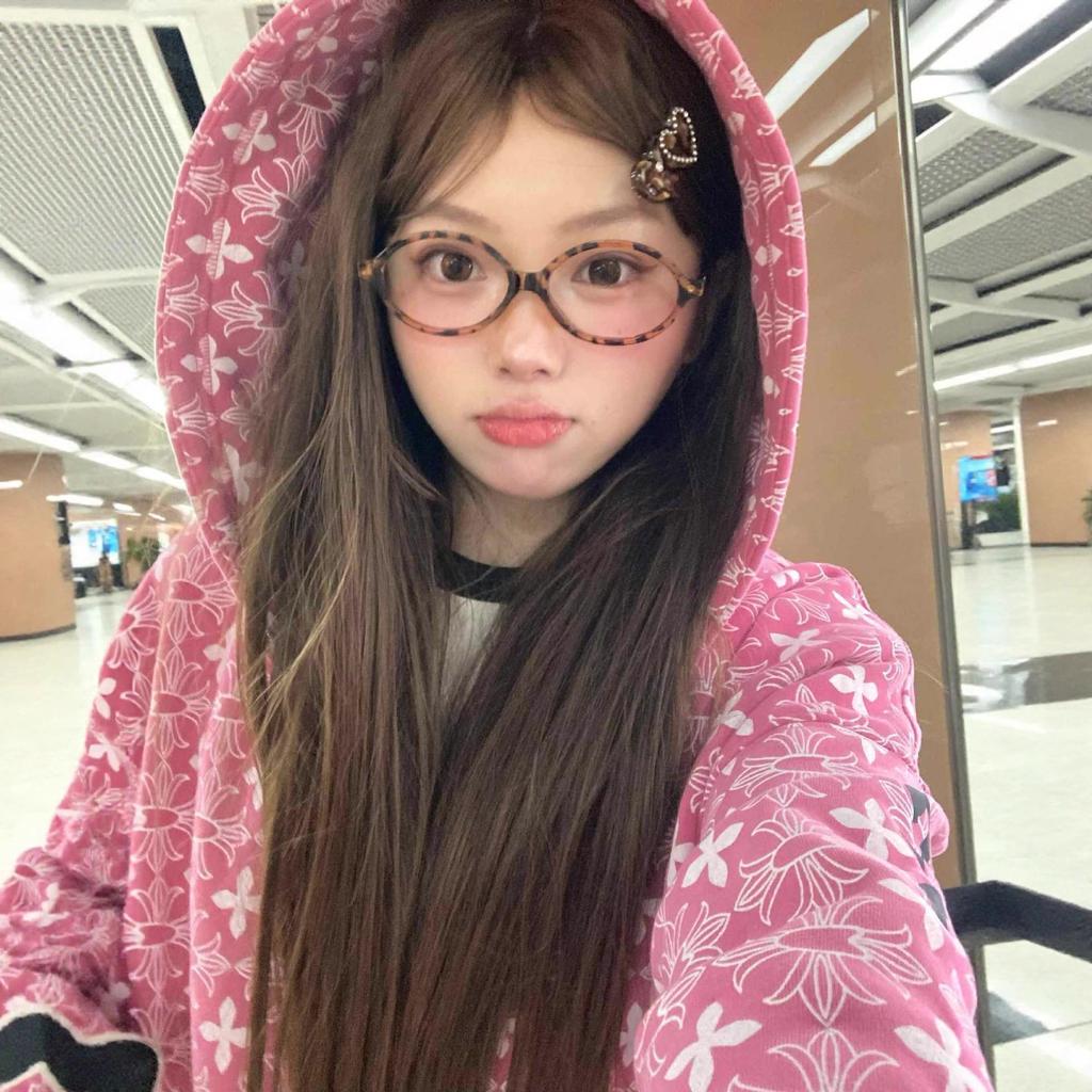 American Retro Gothic Letter Hooded Sweater Jacket Women's 2025 New Design Loose Zipper Cardigan