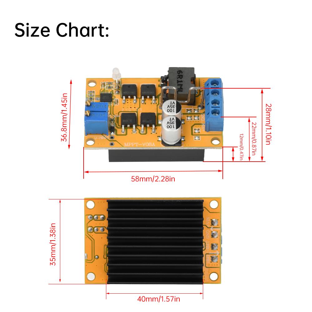 DC 8-28V 5A MPPT Solar Panel Regulator Controller Solar Charging Control Panel 100W Battery Charging 9V 12V 24V Auto Switch