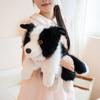 Border Collie Plush Toy Realistic Dog Stuffed Animal Faux Fur Weighted Puppy Red Collar Home Room Desk Decoration Companion Gift