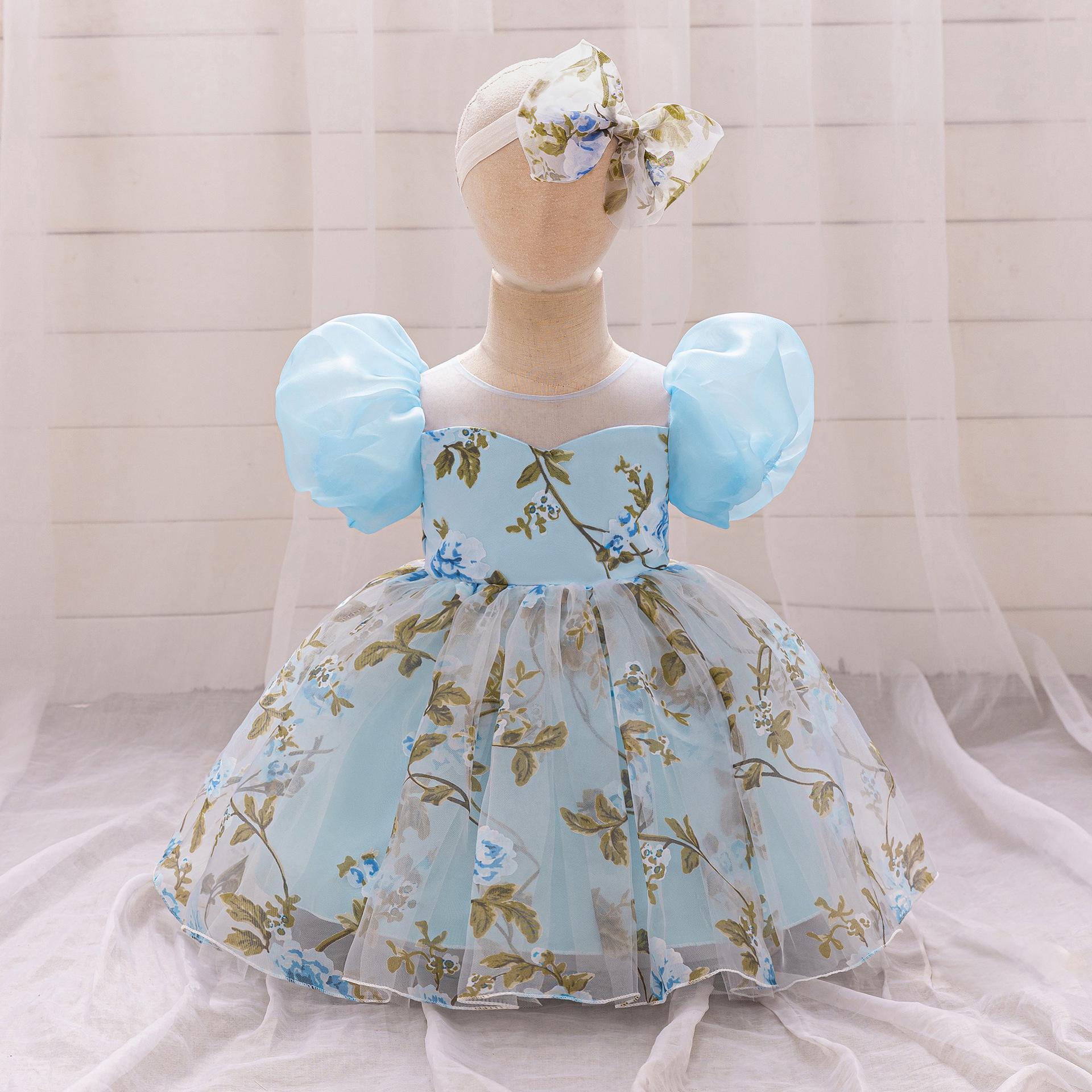 

Children s Princess Dress for Weddings, Flower Girl, & Performance 110cm/2-3Y небесно-голубой