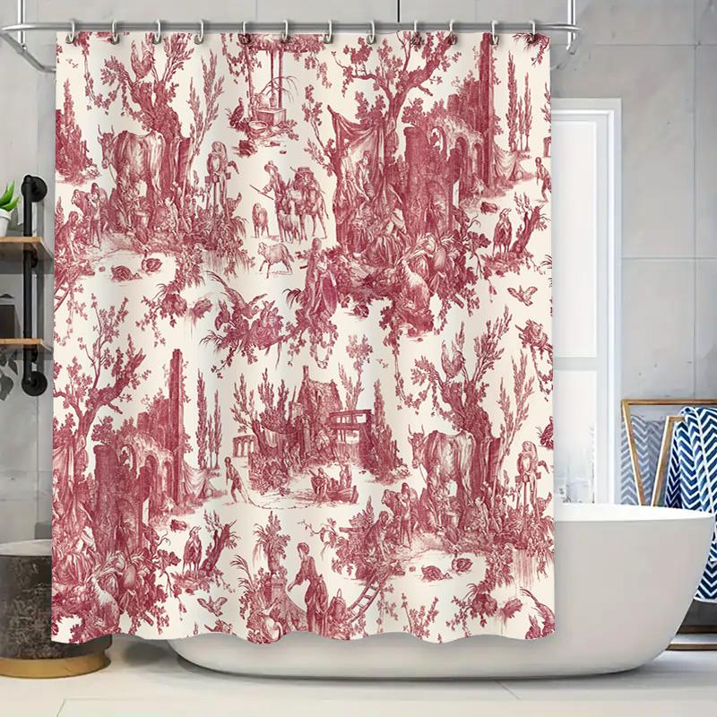 

Vibrant Red Lips Shower Curtain Waterproof Fabric Bathroom Decor With Happy Smiles Design For Kids And Adults Easy Installation W60H190(CM)-1 Pcs