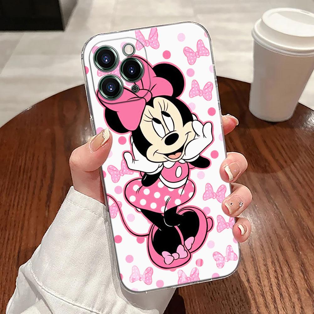 Cartoon Minnie Mouse Transparent Phone Case For iPhone 17 Pro Max 17E 11 12 13 14 15 16 Pro Max Plus 17 Air 16E 7 X Disney Cover