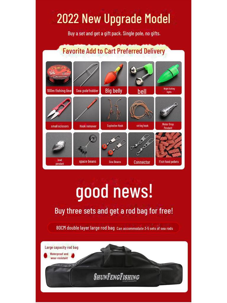 Minglun Wolf King Carbon Sea Rod Set: Super Hard, Long-Cast Fishing Gear.