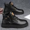 Fashion Men's Biker Boot Winter Outdoor Motorcycle Retro Style Leather Boots Man High Top Casual Shoes Trendy All-match Wear-resistant88