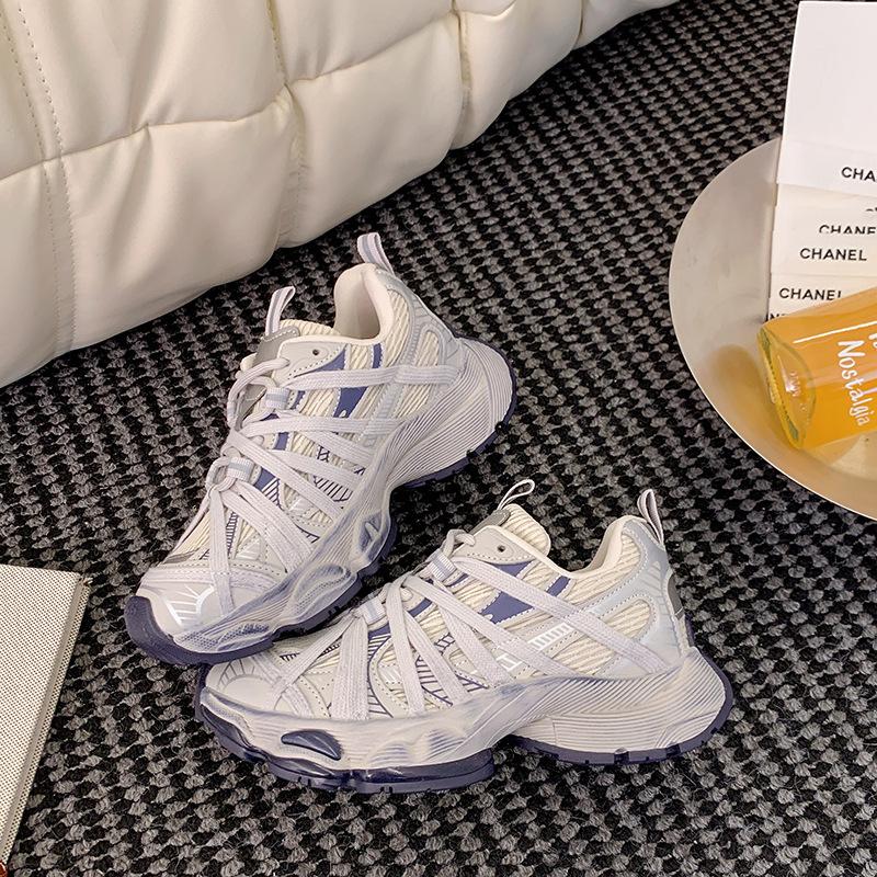 

Версия из коровьей кожи ремешок платформа папины кроссовки женская обувь ранняя весна новые модели маленькие супер красивые сетчатые кроссовки 40 синий