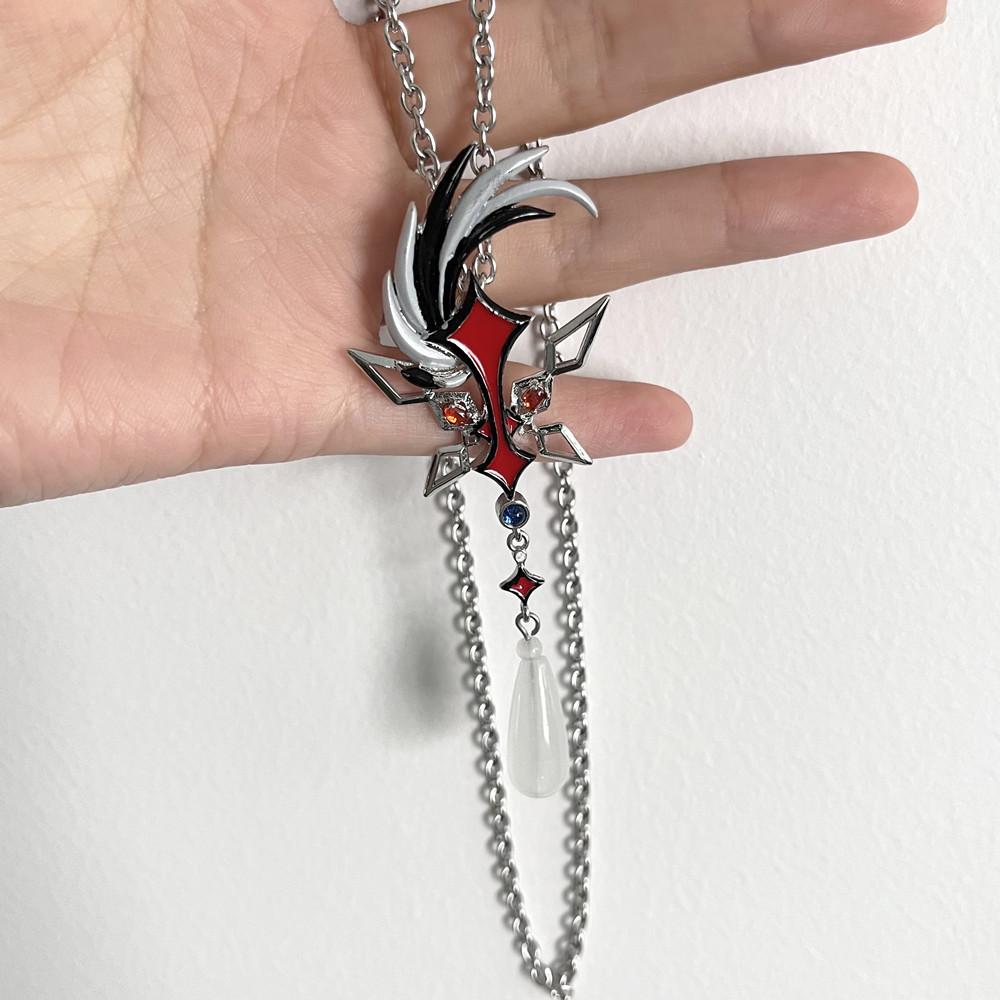 Game Genshin Impact The Knave Arlecchino Cosplay Necklace Unisex Chain Choker Alloy Pendant Jewelry Hip-pop Accessory Props Gift