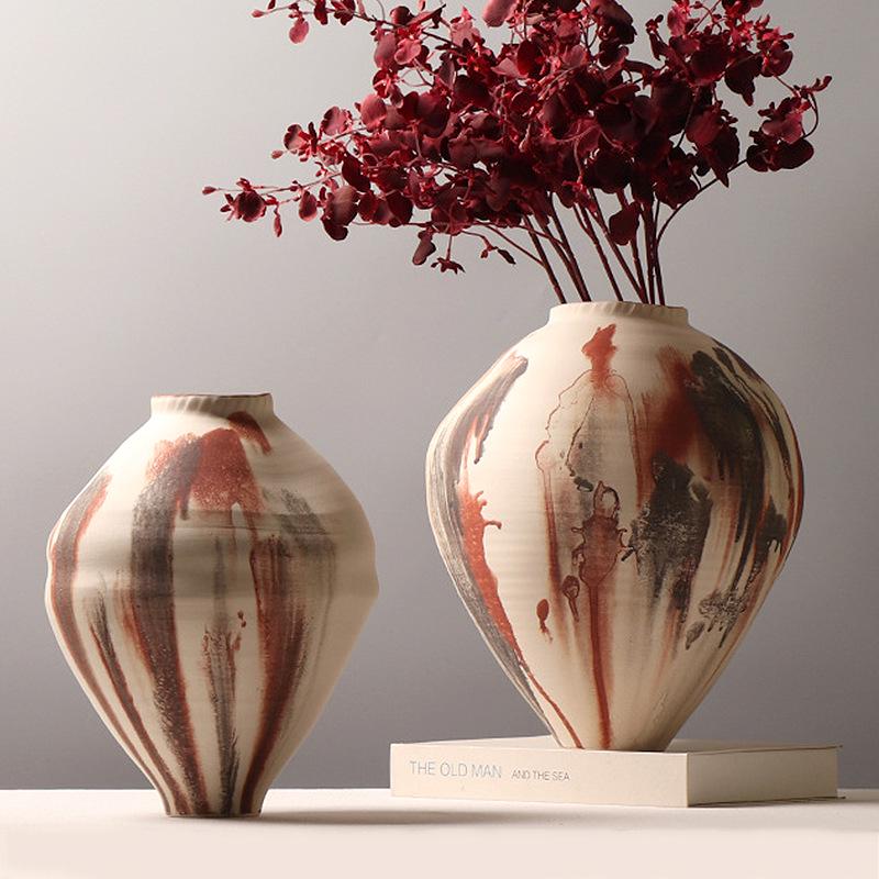 Modern Retro Abstract Art Pottery Vase for Home or Hotel Decor