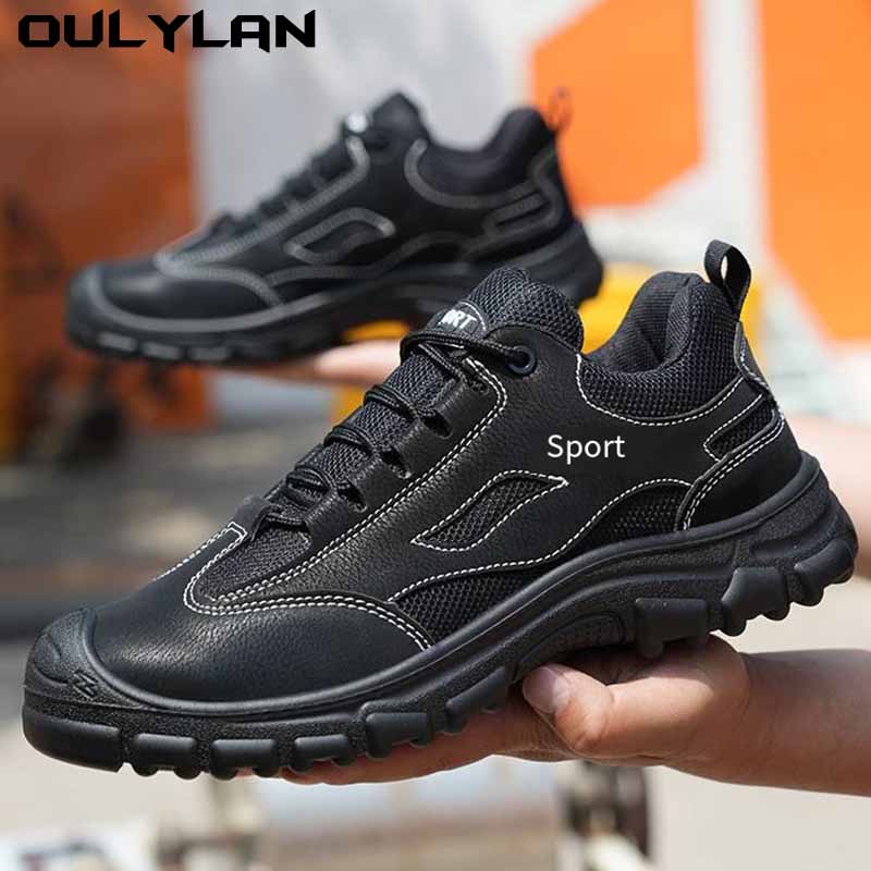 Oulylan Men Women Male Work Sneaker Work Shoes Hollow Breathable Steel Toe Boots Lightweight Safety Work Shoes Anti-slippery
