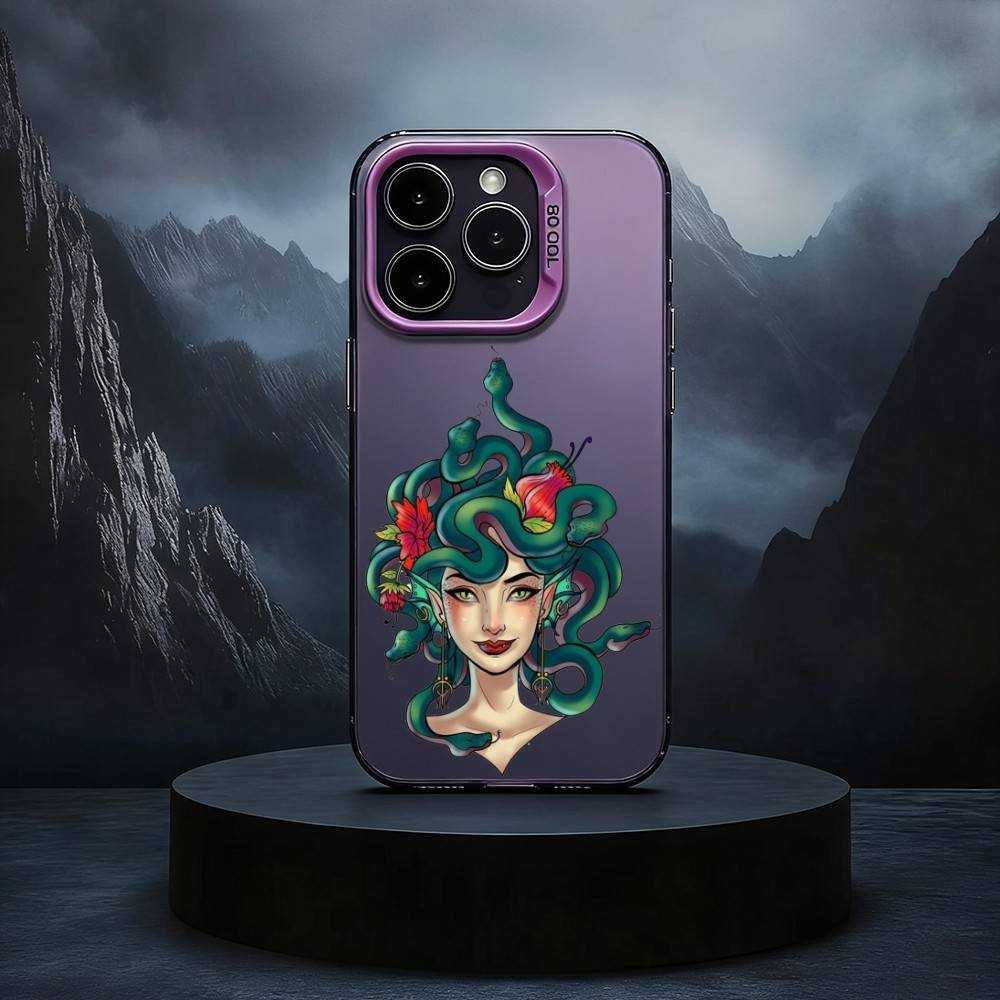 Medusa Greek Mythology Phone Case For iPhone17,16,15,14,13,12,11 Plus,Pro Max Black Candy silver phone case