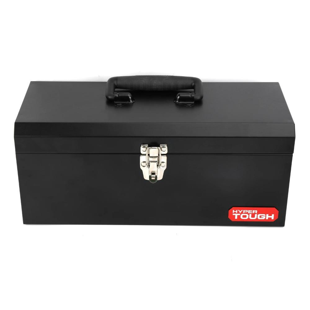 

16-inch Black Metal Tool Box with Removable Tool Tray United States