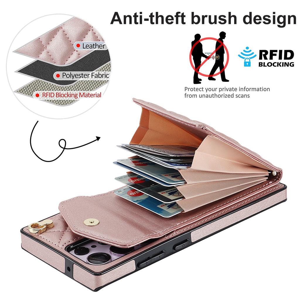 Samsung S25 Ultra Tilt Organ Leather Case A16 Card Phone Case NOTE20 Ring Phone Case