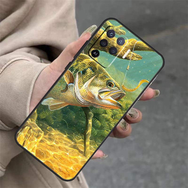 Bass Fishing Case For OPPO A96 A76 A16 A98 A78 A58 A5 A9 A15 A17 A77 A52 A72 A53S A57S A54 A74 A94 Cover