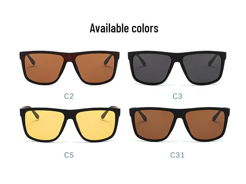 Men's Retro Square Polarized Sunglasses - Fashionable Anti-Glare Eyewear