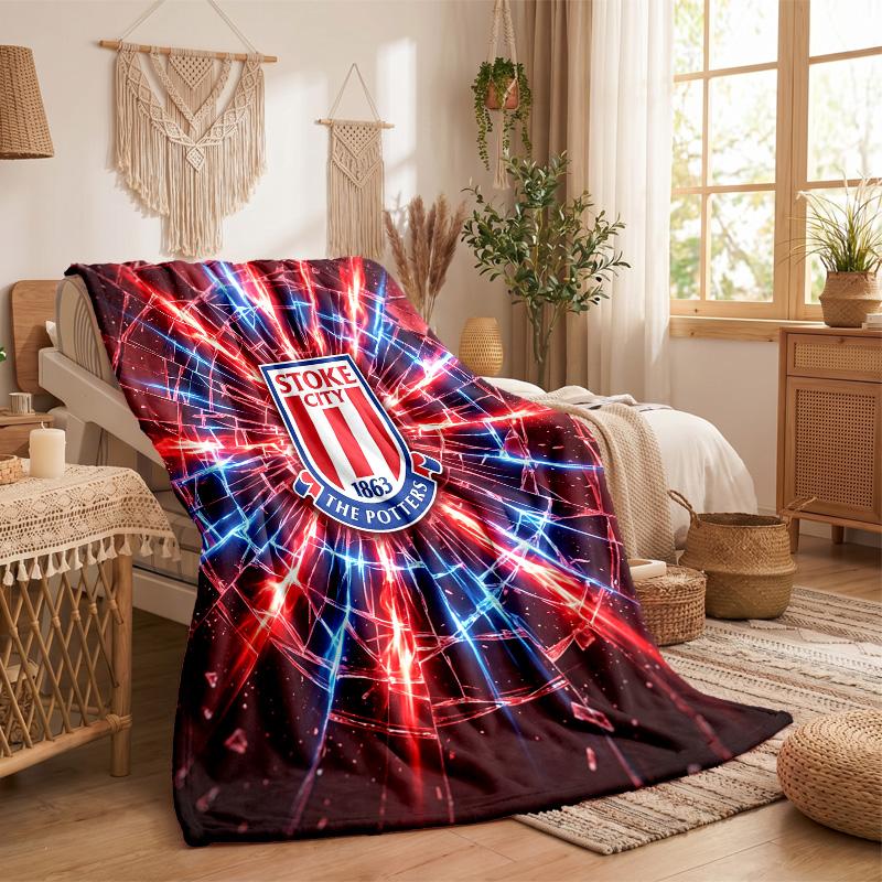 Stoke City Football Print Flannel Blanket Soft Warm Sofa Bed Throw Blanket For Home Office Bedroom