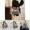 Chic Retro Tote Bag For Women In Black And Blue Stylish Pvc Design For Everyday Use