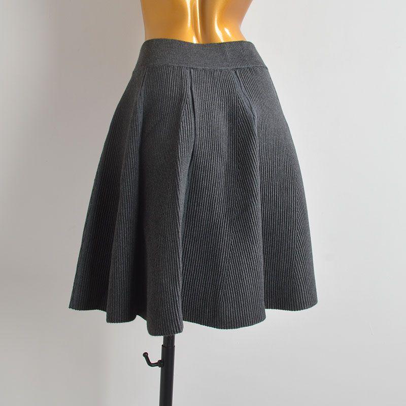 High Waist Slim Looking Knitted Pleated Skirt Women's Clothing Spring and Autumn Belly-Covering and Youthful-Looking Small A- Line Hip-Wrapped Skirt
