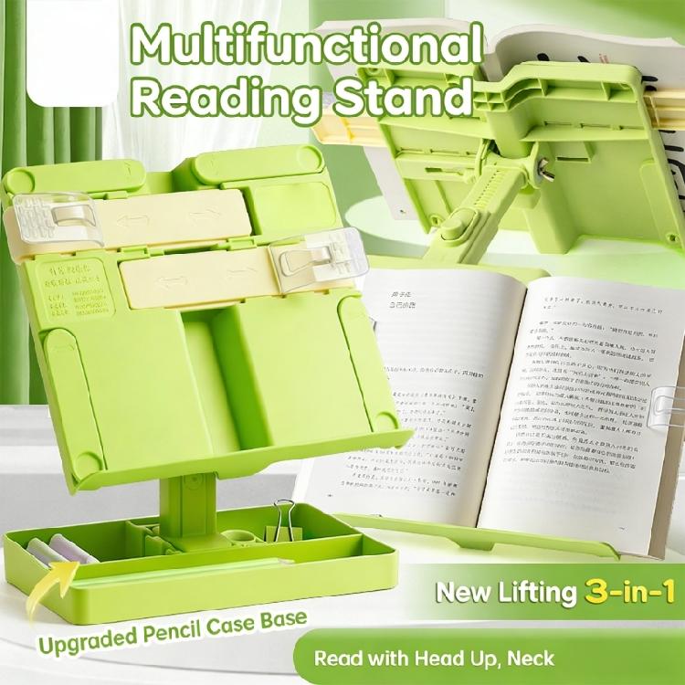 Foldable Plastic Reading Stand Adjustable Textbook Stand Folding Book Rest with Page Clips for Book Tablet Music Scores