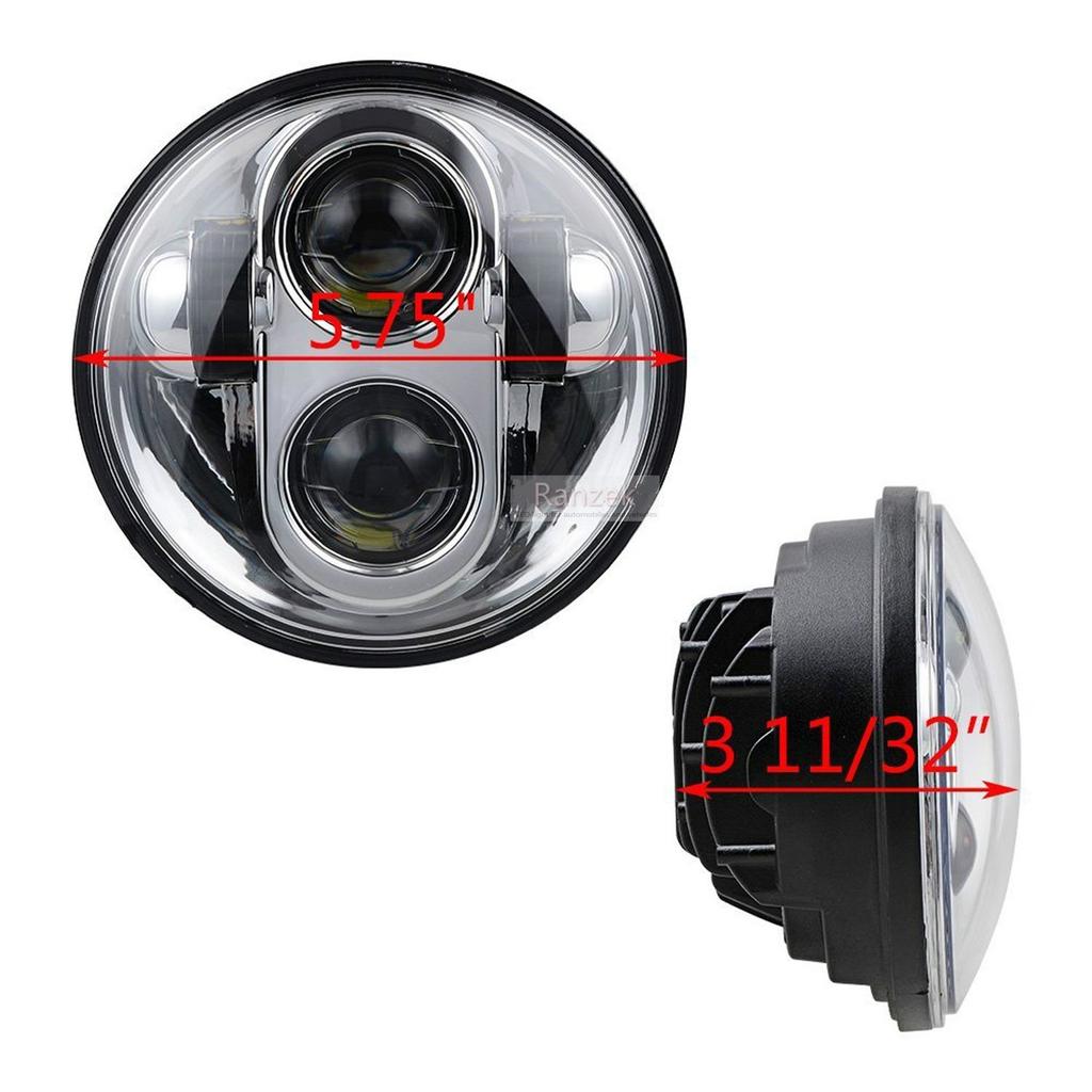 Ranzek Inch Cree LED Projector High Beam Headlight for Motorcycles 5-3/4 5.75 (Chrome)
