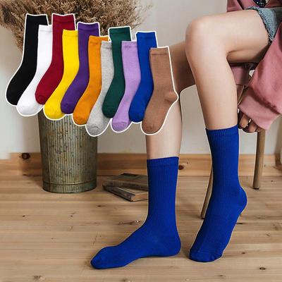 Fashion Candy Color Stack Socks Cotton Cozy Girls Students Socks Women Ladies Casual Soft Socks