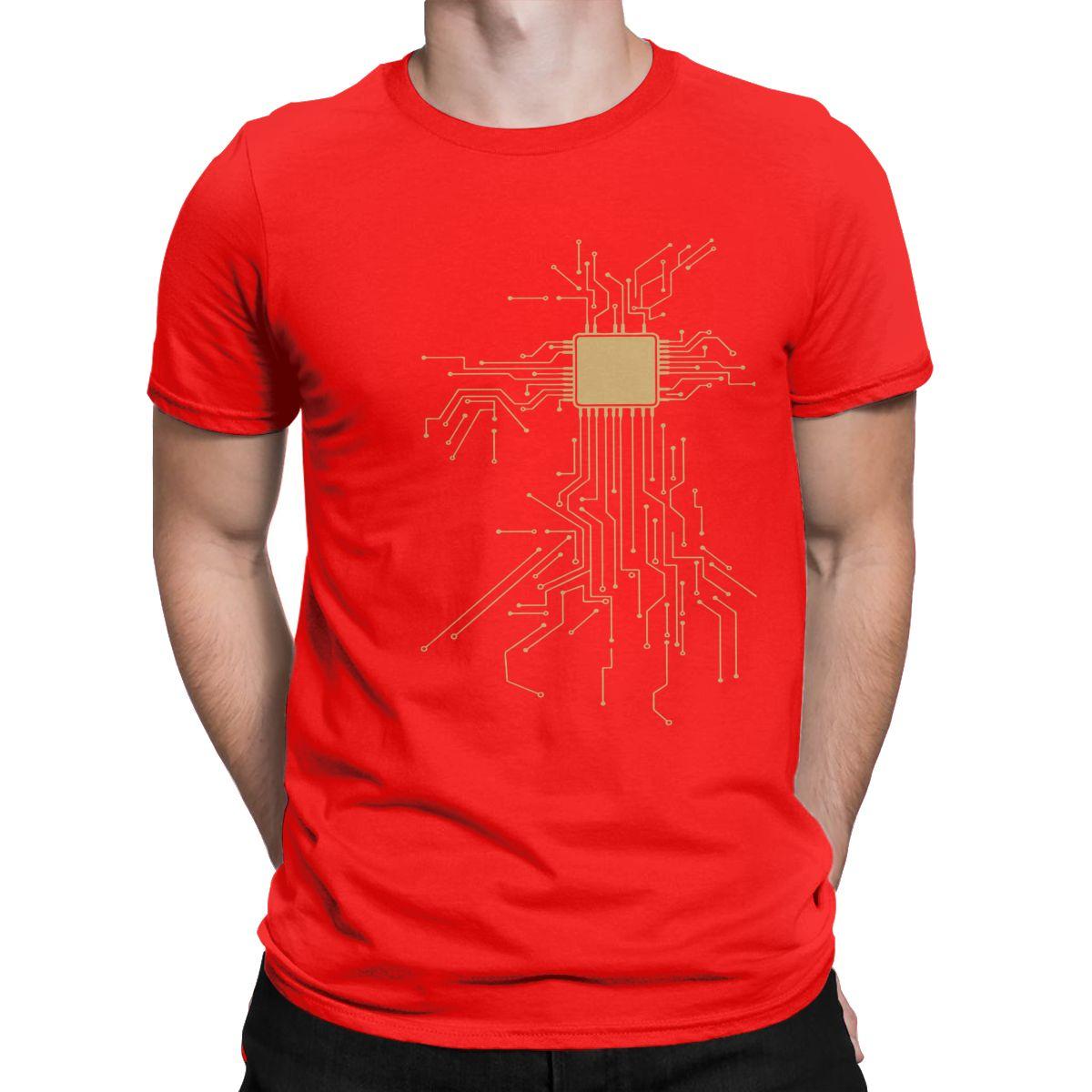 Мужская футболка CPU Technology Nerd Computer Fashion 100% хлопок футболка с коротким рукавом чип компьютерная наука футболка круглый вырез S