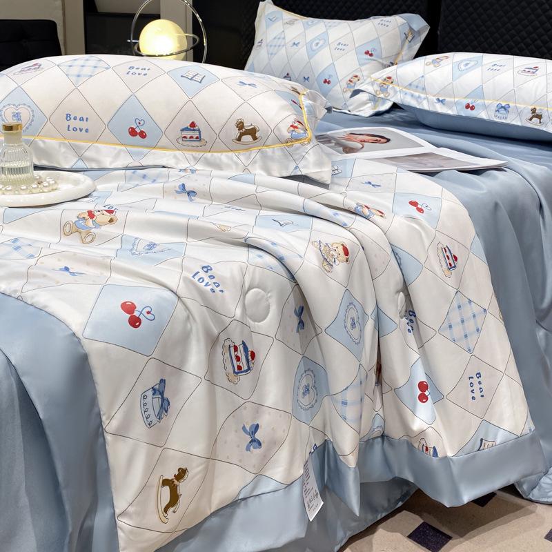 Tencel Summer Quilt Set: 25 Designs - Lightweight Silk, Washable, Perfect for Student Dorm Beds
