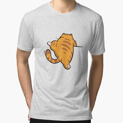 Men Casual Shirts Short Sleeves Classic Cute Orange Cat Cartoon Illustration Tees Oversized T-shirts