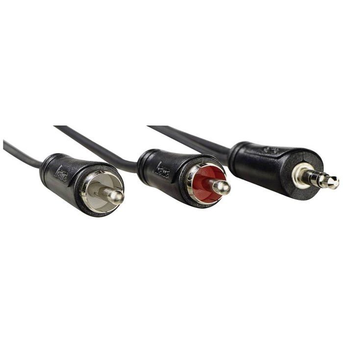 Câble De Raccordement Hama 00205110 Jack / Cinch-RCA Audio [2x Cinch-RCA Mâle - 1x Jack Mâle 3.5 Mm] 1.5 M Noir