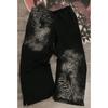 Fashion Printed Elastic Waist Casual Pants Unisex Loose Trousers Teens