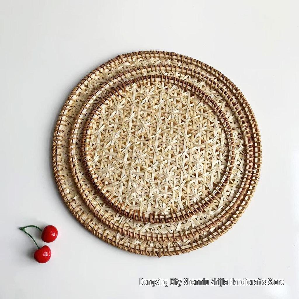 Ethnic Bamboo Weaving Handmade Coaster Set - Heat Resistant Round Placemats for Kitchen & Restaurant