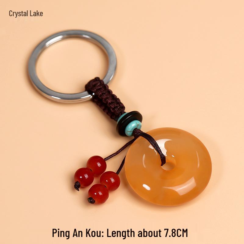 Chalcedony Pixiu Wealth Keychain & Agate Peace Buckle Pendant