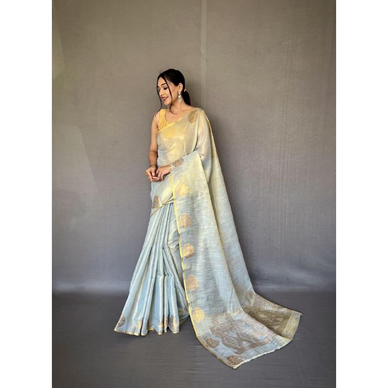 

Женское сари из шелкового жаккардового плетения с несшитой блузкой