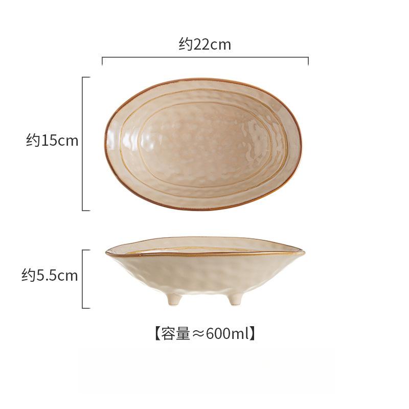 Vintage Luxury Kiln‑Change Glaze Ceramic Tableware, Embossed Double‑Line Round Bowl Plate Microwave‑Safe for Home Hotel & Gifting