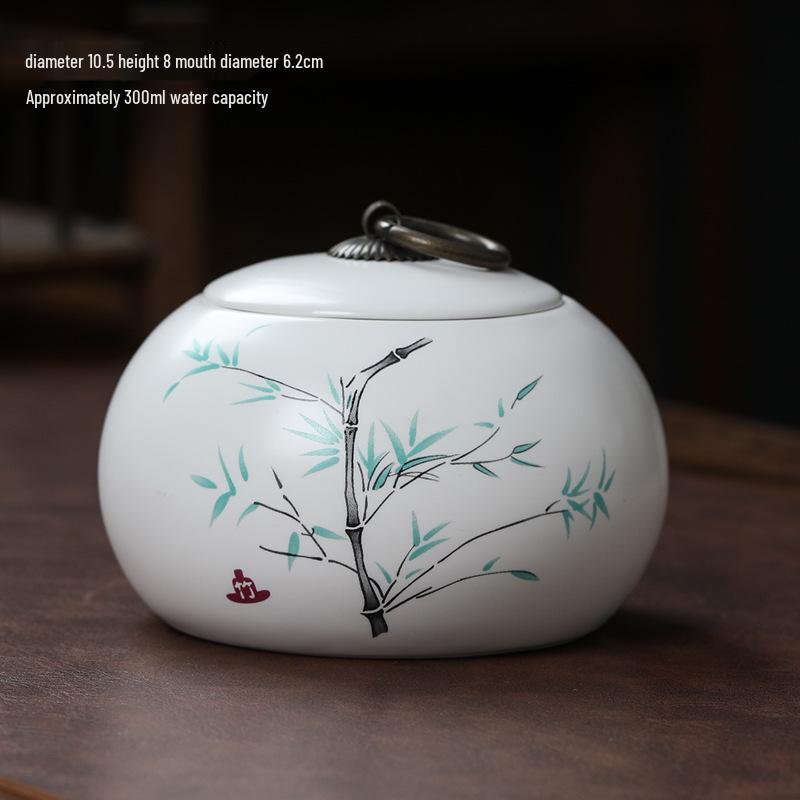 Ceramic Tea Caddy Souvenir: Small Moisture-Proof Jar for Pu-erh & White Tea, Ideal Gift with Logo