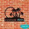 Metal Wall Art Palm Tree Sign Tropical Beach House Decor Outdoor Pool Lake Housewarming Gift Custom Name Sign