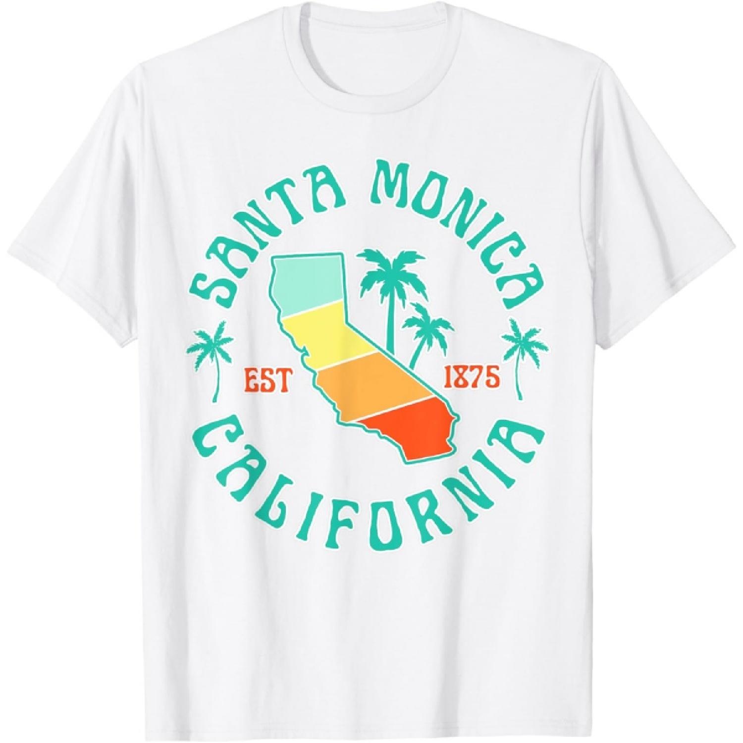 

Santa Monica California Beach Surf Summer Vacation Vintage T-Shirt for Men Women Kids XXXXXL білий
