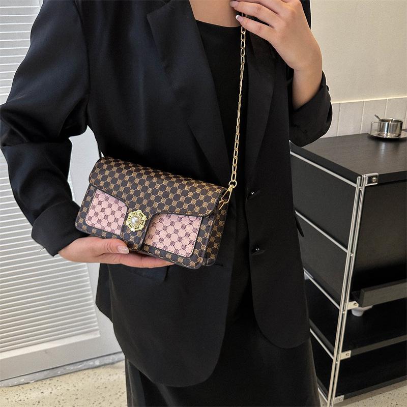 Simple casual fashion small bag women's 2024 new trend retro shoulder bag casual chain crossbody small square bag