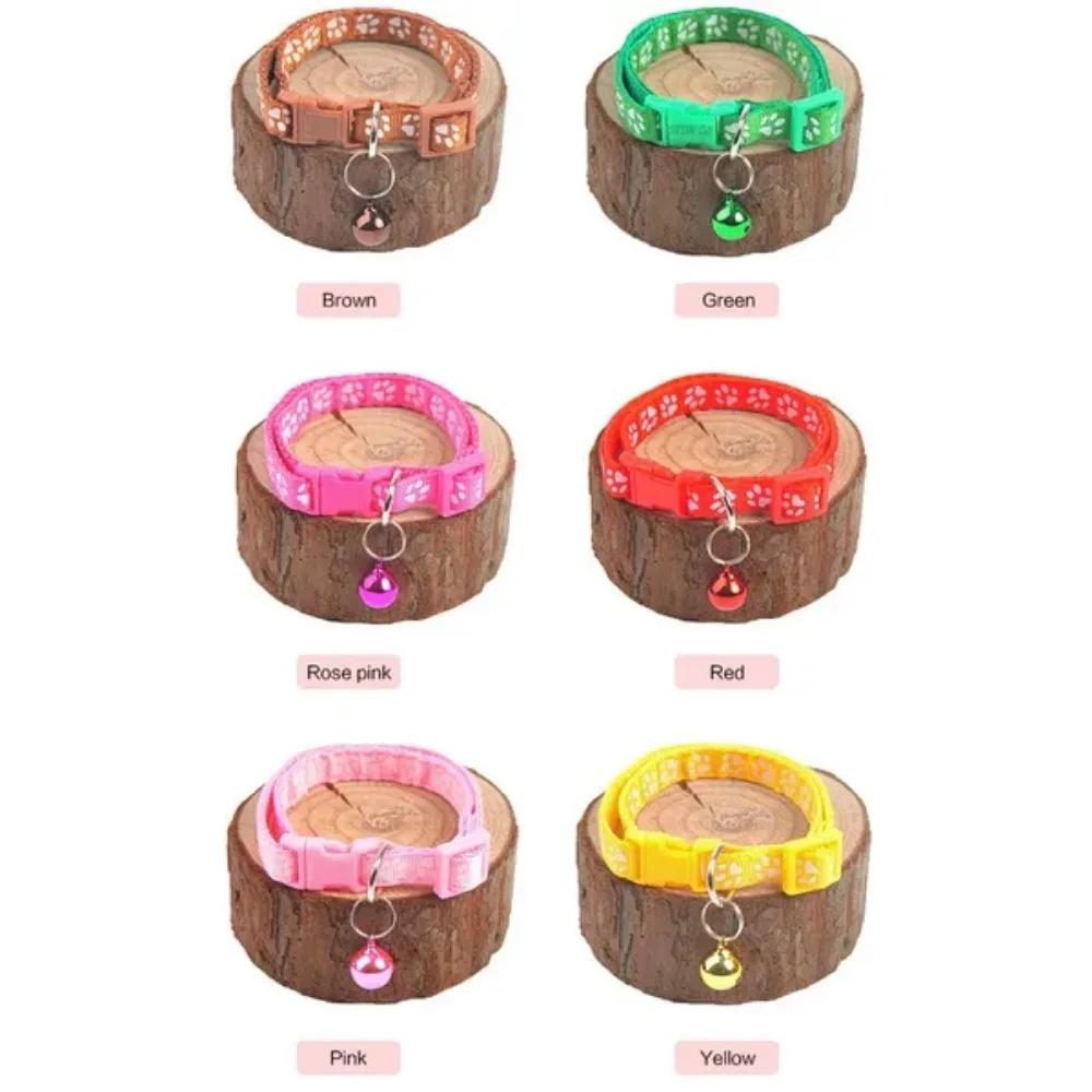 Stoffhalsband für Hunde und Katzen, Halsband mit Glocke mit einzelnen Pfotenabdrücken, Katzenschnallenhalsband