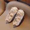 Girl Shoe Fashion Lace Shoe New Chinese Retro Kid Shoe 2025 Summer New Princess Shoe Embroidery Women Shoes Elegant Linen Shoes