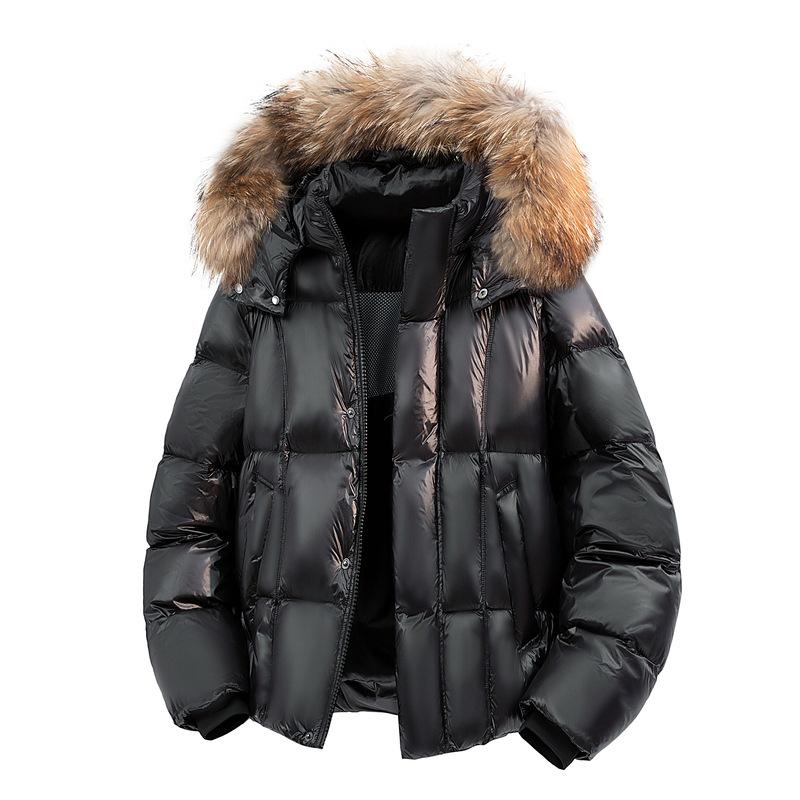 2025 Wintermode: Dicke Daunenjacke mit großem Pelzkragen, 90 % weiße Entendaune, Vielseitig & Warm, Kältebeständige Oberbekleidung