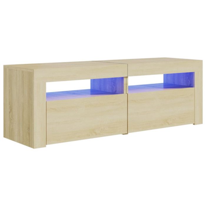 VidaXL Meuble TV avec Lumières LED, Armoire de Télévision, Meuble Télé de Salon, Armoire Basse Salle de Séjour Intérieur, 804358