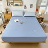 100% Cotton Solid Color Fitted Sheet 3Pcs Mattress Cover with Elastic Band Skin-friendly Soft Home Hotel Queen Size Bedding Set