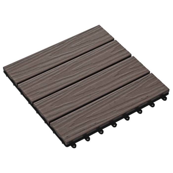 VidaXL 11x Carreau de Terrasse Relief WPC 30x30 cm 1 m² Marron Dalle de Jardin 45038