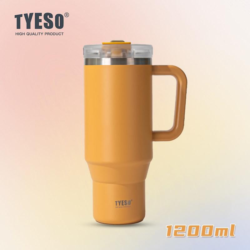 1200ml Tyeso Vacuum With Handle Bottle Stainless Steel Car Mug Straw Thermal Iced Travel Cup Tumbler Hot Cold Water Cup