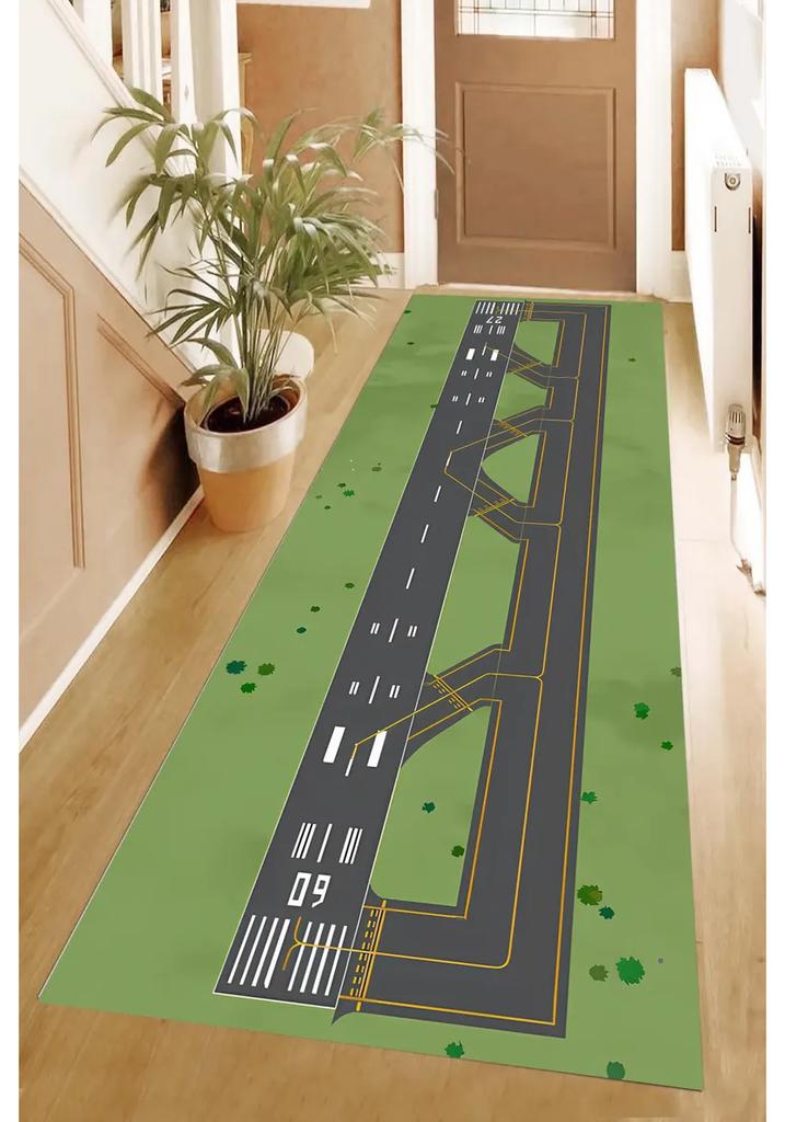 Tapis de piste Couloir d'aéroport pour compagnies aériennes Piste Avion Amoureux d'avions Tapis de jeu au sol pour salon Chambre à coucher Décoration Tapis de maison