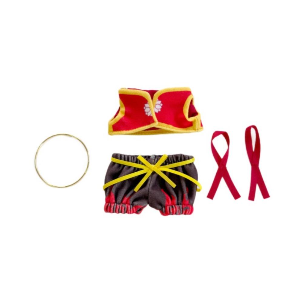 

Круг Цянь Кунь Сидящий Лабубу Ткань Времени Не Чжа 17 см Плюшевые куклы Одежда Детский подарок красный