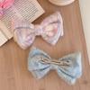 Cream gradual change color plush bow hairpin sweet and cute back head half tied spring clip hairpin simple hair accessories