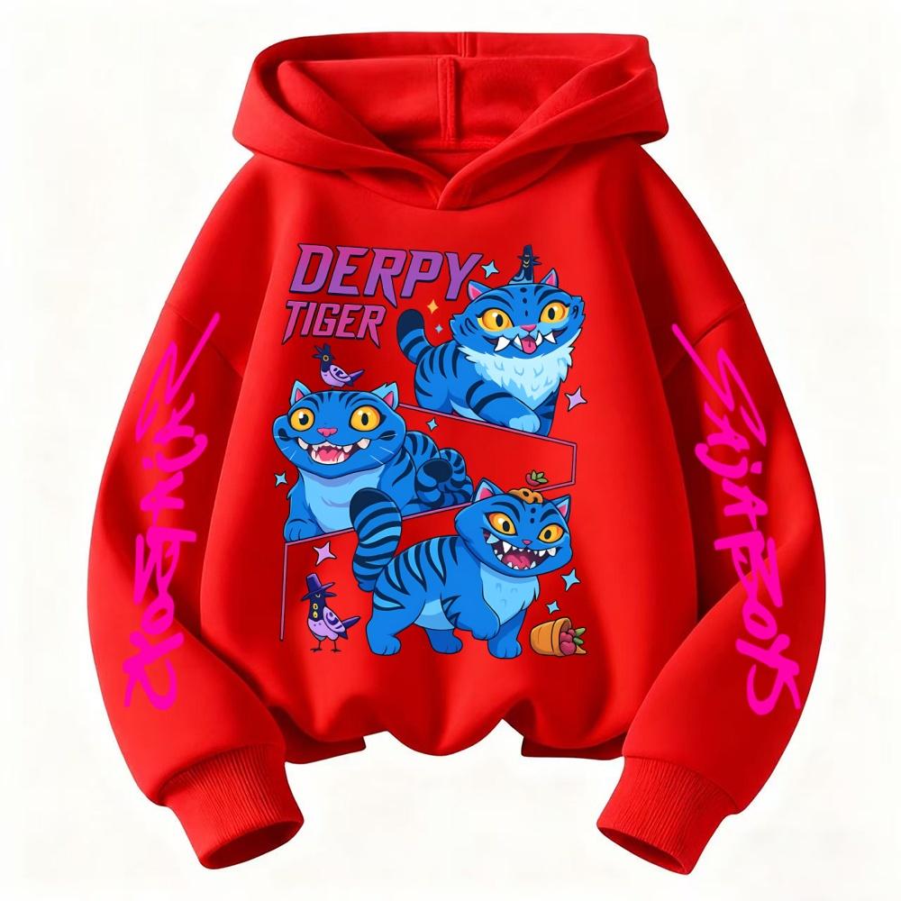 2026 Kpop Devil Hunter DERPY Tiger Printed Children's Hoodie  Girls' Sportswear  Boys' Casual Hoodie  Autumn/Winter Long Sleeve