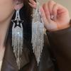 Silver needle zircon geometric fringed earrings light luxury high-end autumn and winter earrings women's new popular earrings