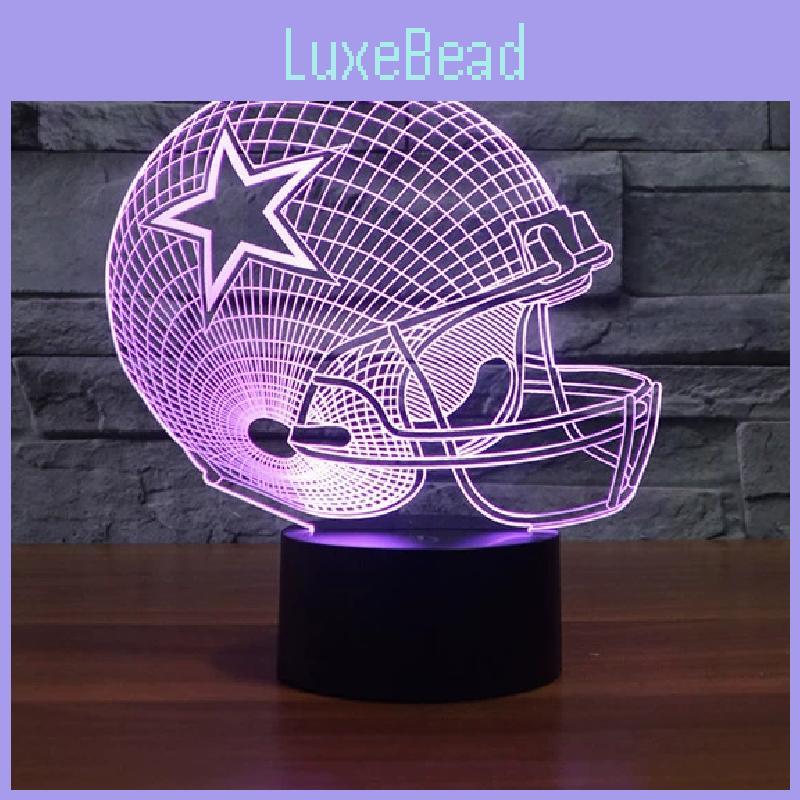 Rugby Cap Pattern 3d Led Night Light With Touch Control For Home Decor Gift